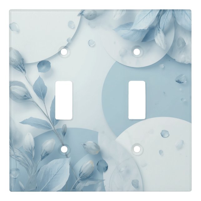 Soft Dusty Blue Botanical Geometric Abstract Light Switch Cover (Front)