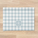 Soft Dusty Blue Buffalo Check Monogram Kitchen Towel<br><div class="desc">Custom-designed modern farmhouse style kitchen hand towel featuring family initial on soft dusty blue buffalo check pattern.</div>