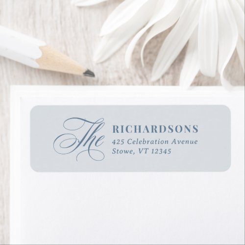 Soft Dusty Blue Calligraphy Wedding Return Address Label