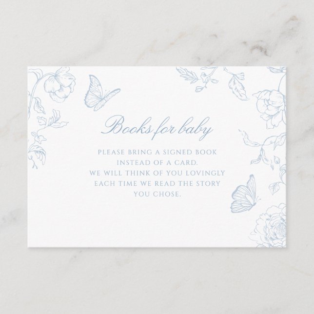 Soft Dusty Blue Chinoiserie Books for Baby Enclosure Card (Front)