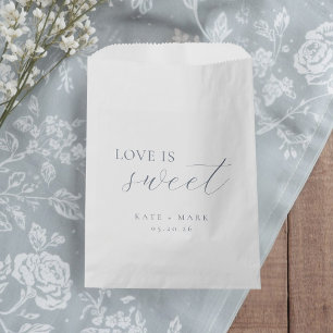 Soft Dusty Blue Love Is Sweet Wedding Favor Bag