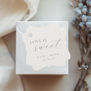 Soft Dusty Blue Love Is Sweet Wedding Favor Tags