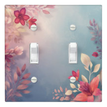 Soft Dusty Blue & Raspberry Floral Botanical Frame