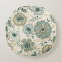 Soft Dusty Blue Sage Green Beige Farmhouse Floral