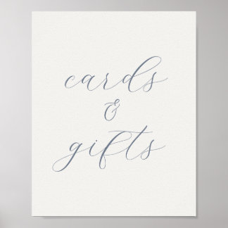 Soft Dusty Blue Wedding Cards and Gifts Sign