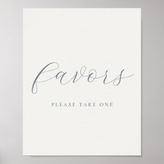 Soft Dusty Blue Wedding Favors Sign Poster