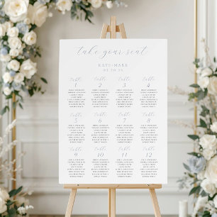 Soft Dusty Blue Wedding Seating Chart Sign