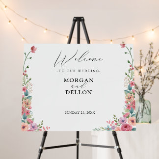 Soft Dusty Pink & Peach Watercolor Floral Wedding Foam Board