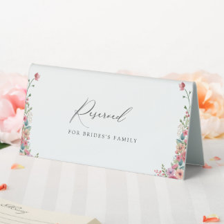 Soft Dusty Pink & Peach Watercolor Floral Wedding Table Tent