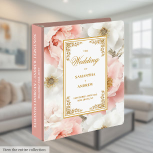 Soft dusty pink watercolor wedding memory album 3 ring binder