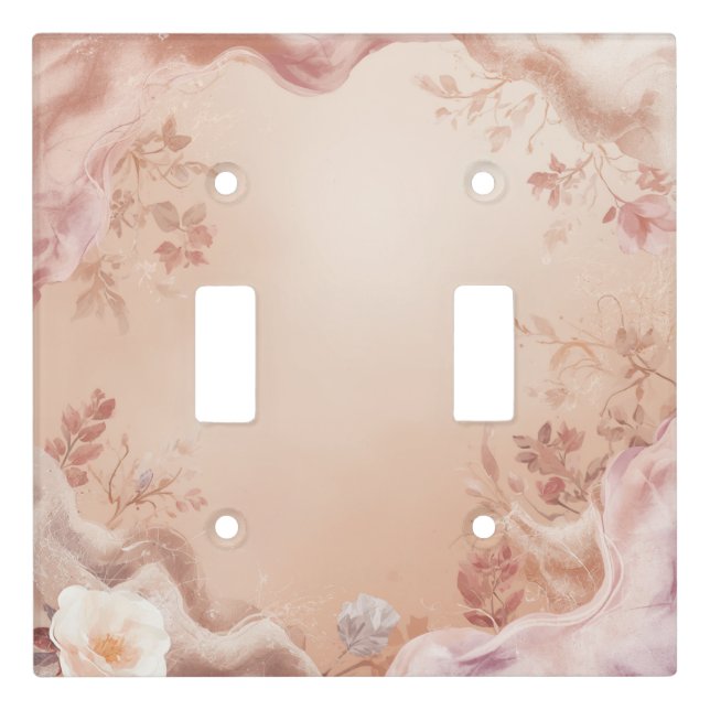Soft Dusty Rose Floral Silk Abstract Light Switch Cover (Front)