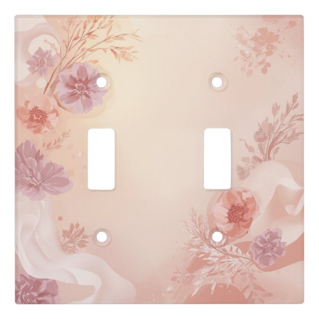 Soft Dusty Rose Floral Silk Abstract Light Switch Cover (Front)
