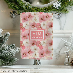 Soft Dusty Rose & Gold Flowers Towel Personalized