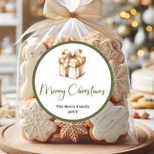 Soft Earthy Christmas Family Name Sticker Label