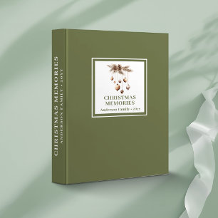 Soft earthy tones Christmas family memory album 3 Ring Binder
