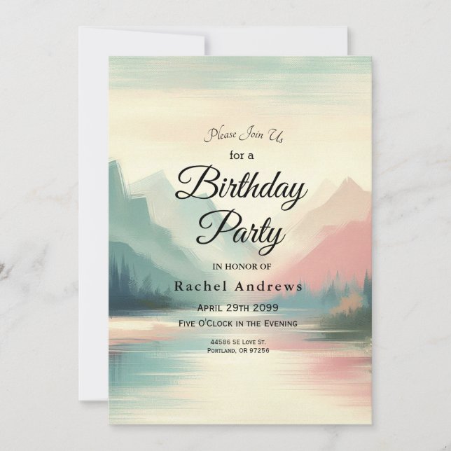 Soft Echoes of the Mountains Invitation (Front)