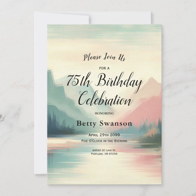 Soft Echoes of the Mountains Invitation (Front)