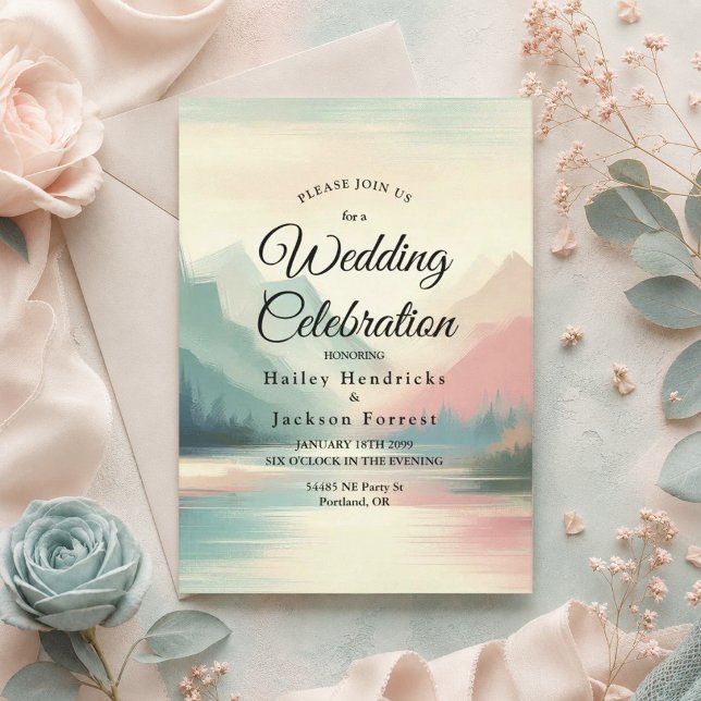 Soft Echoes of the Mountains Wedding Invitation (Creator Uploaded)