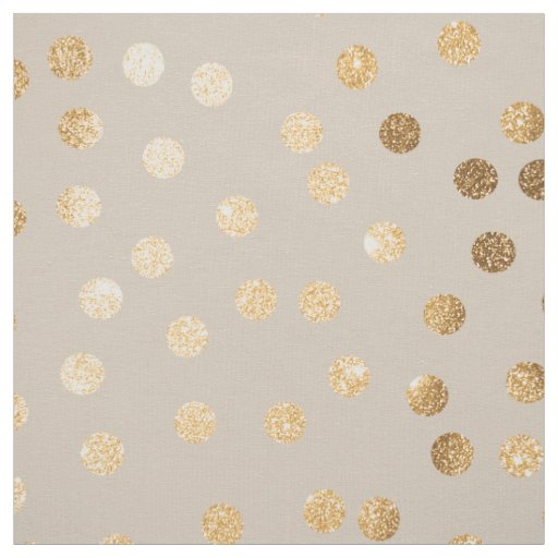 Soft Ecru and Gold Glitter City Dots Fabric