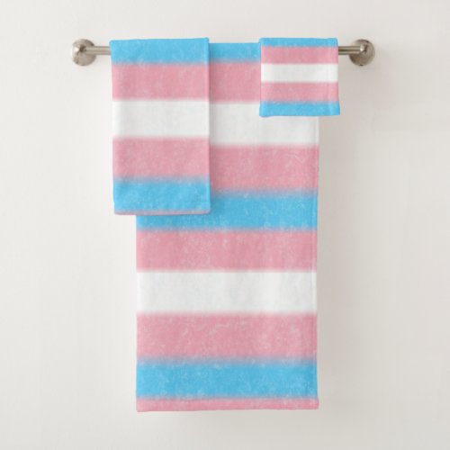 Soft_Edged Transgender Pride Flag Colors Stripes Bath Towel Set