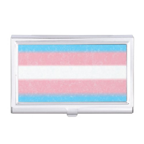 Soft_Edged Transgender Pride Flag Colors Stripes Business Card Case