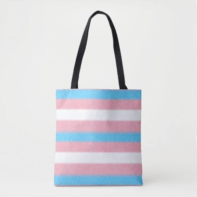 Soft-Edged Transgender Pride Flag Colors Stripes Tote Bag (Front)