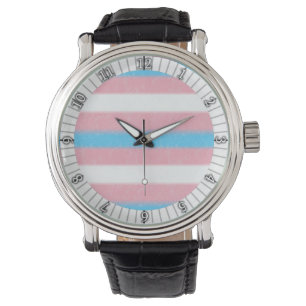 Soft-Edged Transgender Pride Flag Colors Stripes W Watch