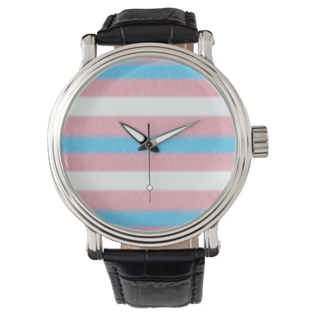 Soft-Edged Transgender Pride Flag Colors Stripes Watch (Front)