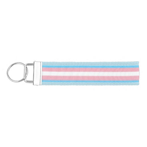 Soft_Edged Transgender Pride Flag Colors Stripes Wrist Keychain