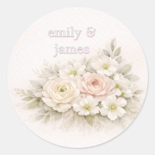Soft Editorial Botanical Wedding Classic Round Sticker