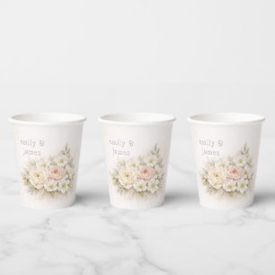 Soft Editorial Botanical Wedding Paper Cups