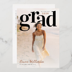 Soft Editorial Grad PhotoPop Graduation Foil Invitation