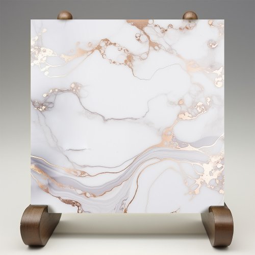 Soft Elegance Rose Gold Marble Vein Texture Ceramic Tile