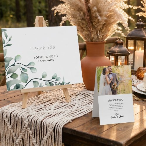 Soft Elegant Aesthetic Classic Minimal Wedding Letterpress Thank You Card