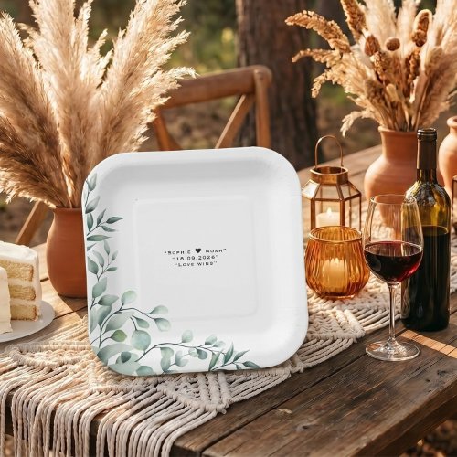 Soft Elegant Aesthetic Classic Minimal Wedding  Paper Plates
