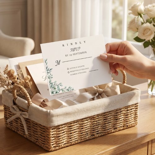 Soft Elegant Aesthetic Classic Minimal Wedding RSVP Card
