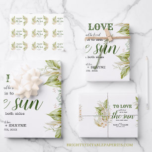 Soft Elegant Delicate Beige Greenery Pampas Grass Wrapping Paper Sheets