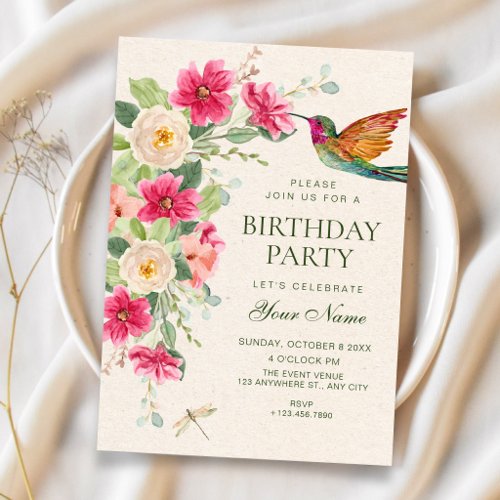 Soft elegant Floral Arrangement birthday Invitation