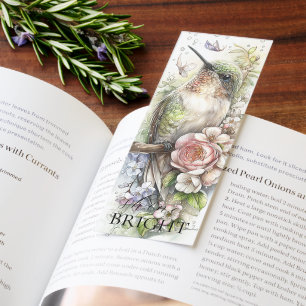 Soft Elegant Floral Hummingbird "Shine Bright" Bookmarks