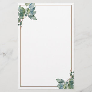 Soft elegant green gold botanical eucalyptus stationery