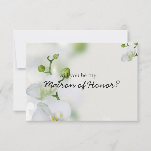 Soft Elegant Orchid Will You Be My Matron of Honor (Front)