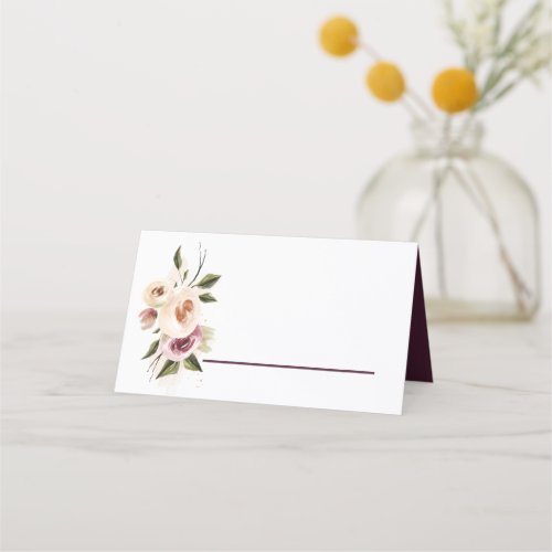 Soft Elegant Roses Burgundy Cream Frame Place Card