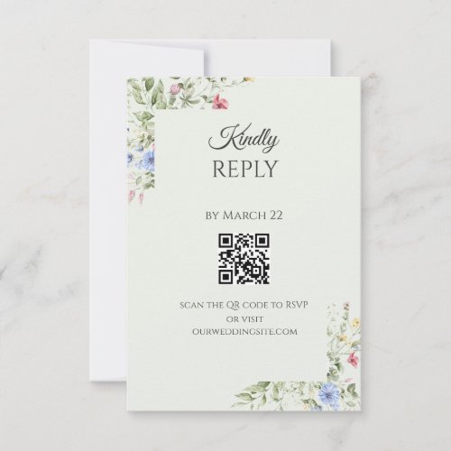 Soft English Garden QR Code RSVP Card