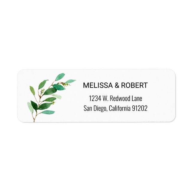 Soft Eucalyptus Leaves Minimalist Budget Label (Front)