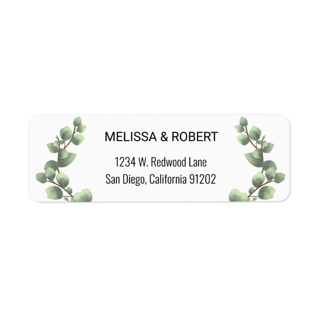 Soft Eucalyptus Leaves Minimalist Budget Label (Front)