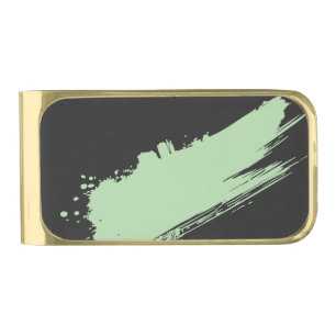 Soft Eucalyptus Noir  Gold Finish Money Clip