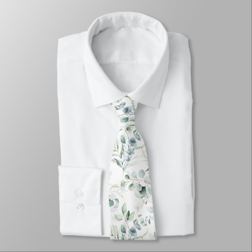 Soft Eucalyptus Pattern Neck Tie