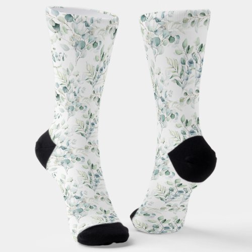 Soft Eucalyptus Pattern Socks