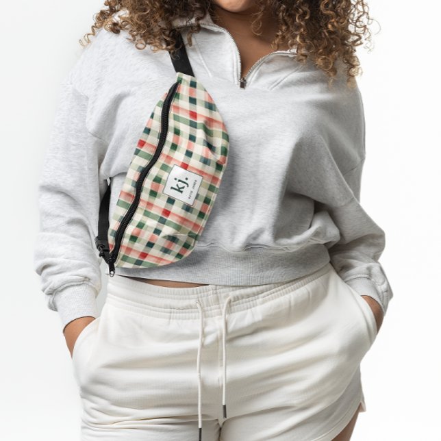 Soft Evergreen Gingham Monogram Fanny Pack (Creator Uploaded)