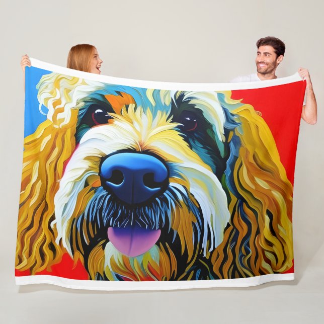 Soft, Extra Large, Fleece Blanket. Goldendoodle Blanket (In Situ)